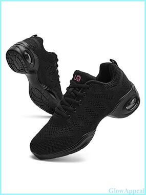 Women's Jazz Dance Sneakers Lace-Up Mesh Air Cushion Platform Shoes